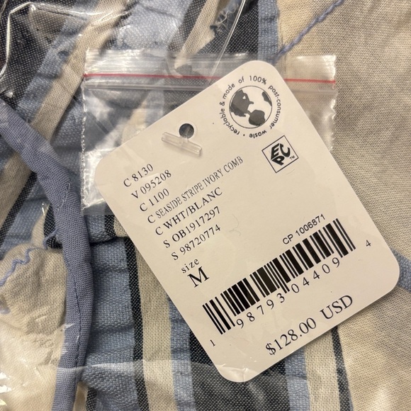 NEW! Free People BOP AROUND Romper M Seaside Stripe Ivory Blue Striped Shorts - Picture 3 of 16